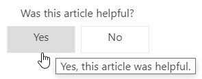 Feedback survey asking, "Was this article helpful?" with "Yes" or "No" option buttons